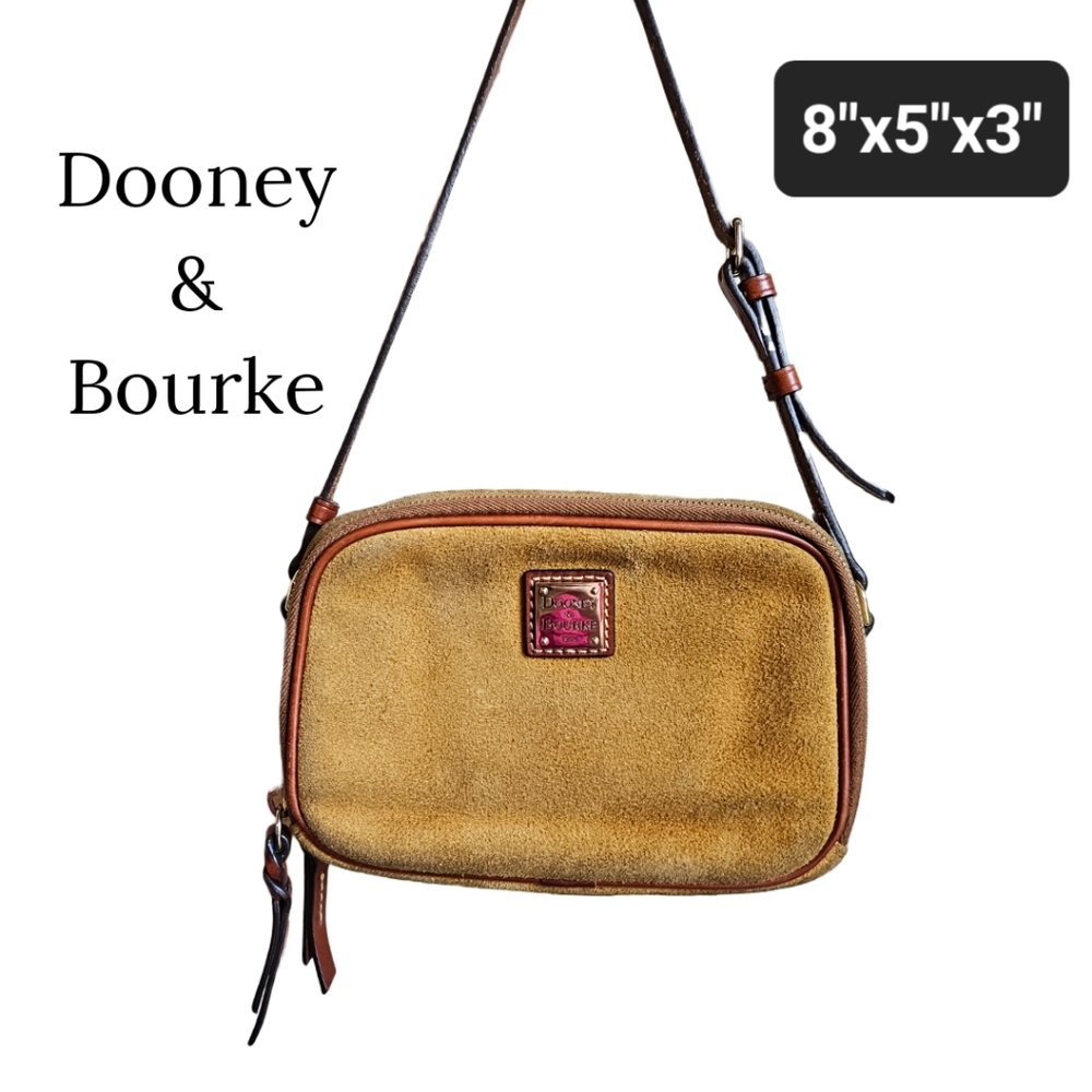 Dooney & Bourke tan suede Baguette crossbody bag y2k 90s classy
